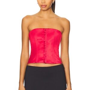 Guizio Satin Corset in Bordeaux